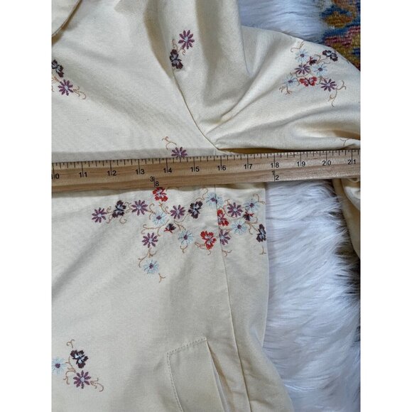 Vintage Gap Womens Coat Sm Cream Pale Yellow Embroidered Lined Pockets - Picture 4 of 5